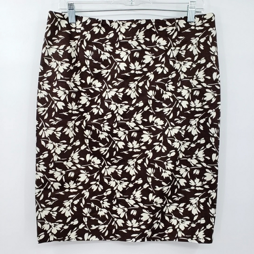 Lauren Ralph Lauren Brown Floral Pencil Skirt